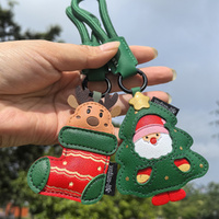 2Pcs Santa Claus Christmas Cartoon Key Chain Christmas Pendant Key Rings