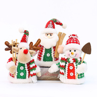 3 Pcs Christmas Santa Claus Snowman Elk Plush Doll Christmas Ornament