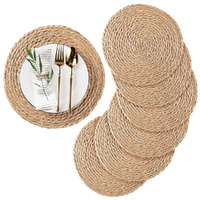 6 Pack Round Woven Placemats Natural Water Hyacinth Place Mats Outdoor Placemats