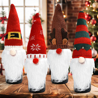 4 Pack Christmas Plush Wine Bottle Topper Cover Knitted Christmas Bottle Cover