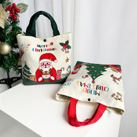 4Pcs Christmas Canvas Tote Bag Women Aesthetic Merry Christmas gift Tote Bag