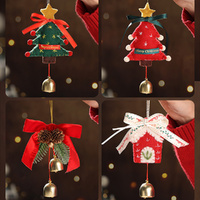 4Pcs Christmas Wreath with Jingle Bells Hanging Christmas Tree with Bell Pendant
