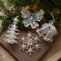 4Pcs Clear Acrylic Pendant Christmas Hanging Decoration Christmas Tree Ornaments