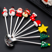 9 Pcs Christmas Spoon Set 304 Stainless Steel Spoons Xmas Creative Tableware