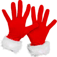 5 Pair Velvet Christmas Gloves Red Short Santa Costume Glove For Women And Girls