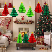 9 Pack Christmas Honeycomb Paper Tree 3d Paper Hanging Xmas Tree Decorations