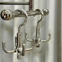 5pcs Multifunctional Rotating Clothe Hook Punch Free 4-Claw Rotation Coat Hanger