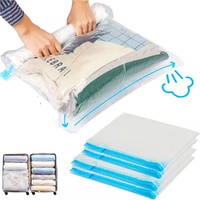 12 Pack Travel Roll-Up Compression Bags Reusable Vacuum Storage Bag Save Space