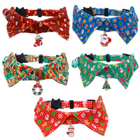 5 Pack Christmas Cat Collars With Bell Adjustable Kitten Saliva Towel Cute Kitten Christmas Necklace