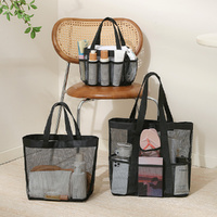 3Pcs Portable Beach Bag Wash Bag Foldable Mesh Storage Bag Fitness Swimming Bag