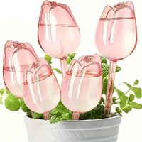 5Pcs Pink tulip plant watering ball sautomatic plant drippers and automatic watering