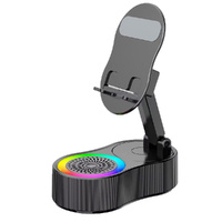 5 In1wireless Induction Audio Bluetooth Speaker With Phone Stand RGB Ambient Light-Black
