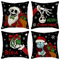 4Pcs Christmas Pillow Cover Pillow Case Halloween Sofa Decor Holiday Decorations