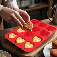 2Pcs Heart Shaped Silicone Mold 12 Holes Heart Molds for Chocolate Muffins Cake