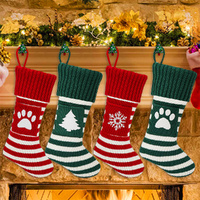 5 Pcs Large Capacity Christmas Knitted Socks Stripe Christmas Stockings
