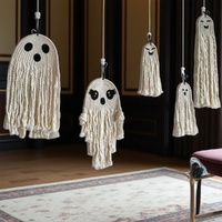 5Pcs Halloween Decoration Ghost Pendant White Ghost Hand-Woven Hanging Ornaments