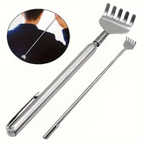 6pcs Silvery Telescopic Back Scratcher Extendable Stainless Steel Scratchers