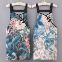 2 Pack Women Floral Aprons with Pockets Adjustable Strap Kitchen Cooking Aprons