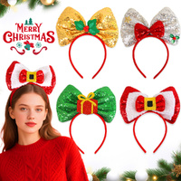 4 Pack Christmas Bow Headband Party Hats Hair Hoop Holiday Decor Headdress