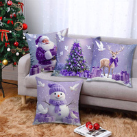 4 Pack Purple Christmas Pillowcase Throw Pillowcover Sofa Cushion Pillowslip