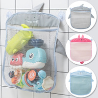 3 Pack Cartoon Storage Bag Toy Storage Mesh Bag Toy Pocket Bathroom with Suction Cup Hanging Bag
