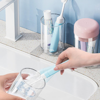 2Pack 2 In 1 Toothbrush Travel Case Travel Toothbrush and Toothpaste Holders with Rinse Cups
