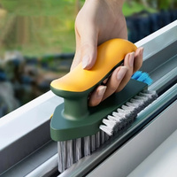2 Pack Cleaning Brushes Floor Scrub Brush with Squeegee V-Shape Gap Scrub Brush