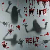 1 Set Halloween Haunted House Decoration Window Door Cover Blood Fingerprints Electrostatic Stickers