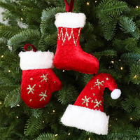 3 Pack Christmas Tree Ornaments Christmas Gloves Christmas Hat Xmas Tree Pendants