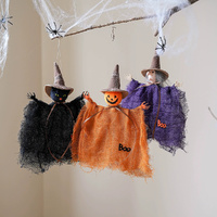 3 Pack Halloween Decorative Pumpkin Ghost Witch Doll Pendant Haunted House Party Props Ornament