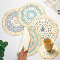 6 Pcs Cotton Pad Bohemian Placemats Romantic Nordic Table Mat Retro Hand-Woven Coaster