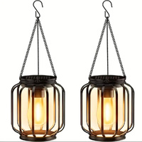 2pack Solar Lanterns Outdoor Waterproof Hanging Solar Lights With Hook For Garden Patio Yard