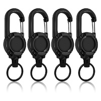4Pcs Retractable Keychain Heavy Duty Carabiner Badge Holder Extendable Key Ring Key Holder