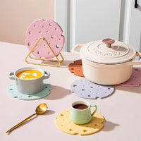 6pcs Hot Pot Holders Silicone Trivets Mat Non-Slip Heat Resistant Pads With 1 Gold Triangle Holder