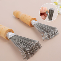 4Pcs Wooden Comb Cleaner Cleaning Removable Hair Brush Comb Cleaner Tool Handle Embeded Tool
