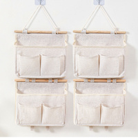 4 Pack Wall Mounted Storage Bag, Bedside Hanging Storage Bag, Dormitory Student Storage Bag