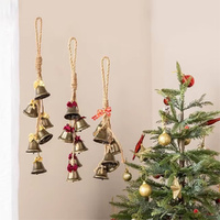 3 Pcs Handmade Hemp Rope Door Bells Classic Antique Bronze Bell Strand With Bow Accents