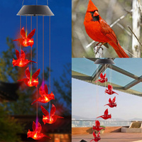 2Pack Cardinal Solar Wind Chimes Decor Gifts Solar Wind Chimes Christmas Cardinal Gifts for Women