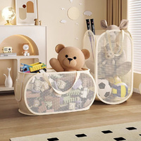 2Pcs Toys Storage Basket  Capacity Laundry Basket Dolls Breathable Storage Basket Mesh Bag