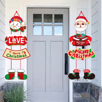 5pcs Set Merry Christmas Door Hanging Signs Xmas Porch Wall Banner Welcome Decor Wall Hanging
