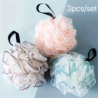 3 Pack Bath Sponge Shower Loofahs Mesh Pouf Bath Scrunchies Body Wash Puff Shower Puff