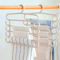 4 Pack 5-Layer Clothes Hanger Organizer Durable Pants Rack For Jeans/Dresses Space Saving