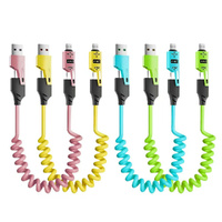 4 Pack 65W Quick Charger Spring USB Cable 4 in 1 Spring Data Cable USB Type C Spring Telescopic Wire