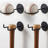 4Pcs Wall Mounted Baseball Bat Racks Baseball Softball Holder Bat & Ball Rack Memorabilia Display