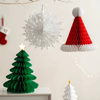 4Pcs Christmas Themed Honeycomb Paper Hanging Decor Party Ornaments Honeycomb Christmas Tree Hanging