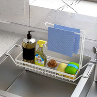 Telescopic Stainless Steel Drain Rack Sink Shelf Adjustable Rag Storage Holder