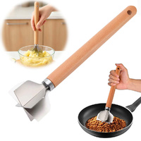 Meat Chopper 6 Blade Ground Beef Smasher Tool Stainless Steel Meat Chopper With Wooden Handle