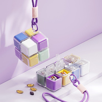 2Pcs Lanyard Medicine Case Portable Pills Organizer Weekly Medicine Dispenser 8-grid Pill Box