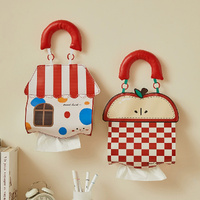 2Pcs Cute Cartoon Tissue Bag Wall Mounted Tissue Box House Napkin Holder Tissue Case