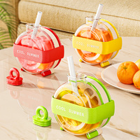 3 Pack 2-In-1 Ice Cube Bottle With Straw Press Ice Tray Water Bottle Leak Proof Lid Ice Maker